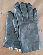 Men Black Leather Gloves, Lined, M