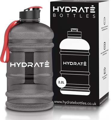 HYDRATE XL Kanne 2,2 Liter Trinkflasche BPA frei mit Griff 2200000 ml, schwarz 