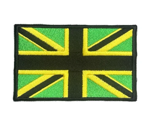 Fully Embroidered Jamaican Colours Union Jack Sew on Patch Badge (A)