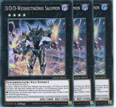 yugioh 3x D/D/D-Weisheitskönig Salomon DOOD-DE043 SUPER RARE 1AUFLAGE DEUTSCH