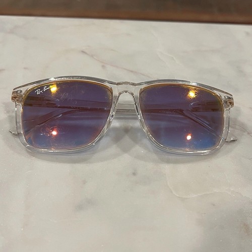 Ray-Ban Mirrored Square Lense Sunglasses w Clear Frames & Logo. Comes With Case