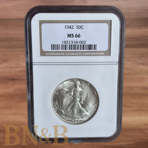 1942 MS66 Liberty Walking Silver Half Dollar NGC Certified Gem - Blast White
