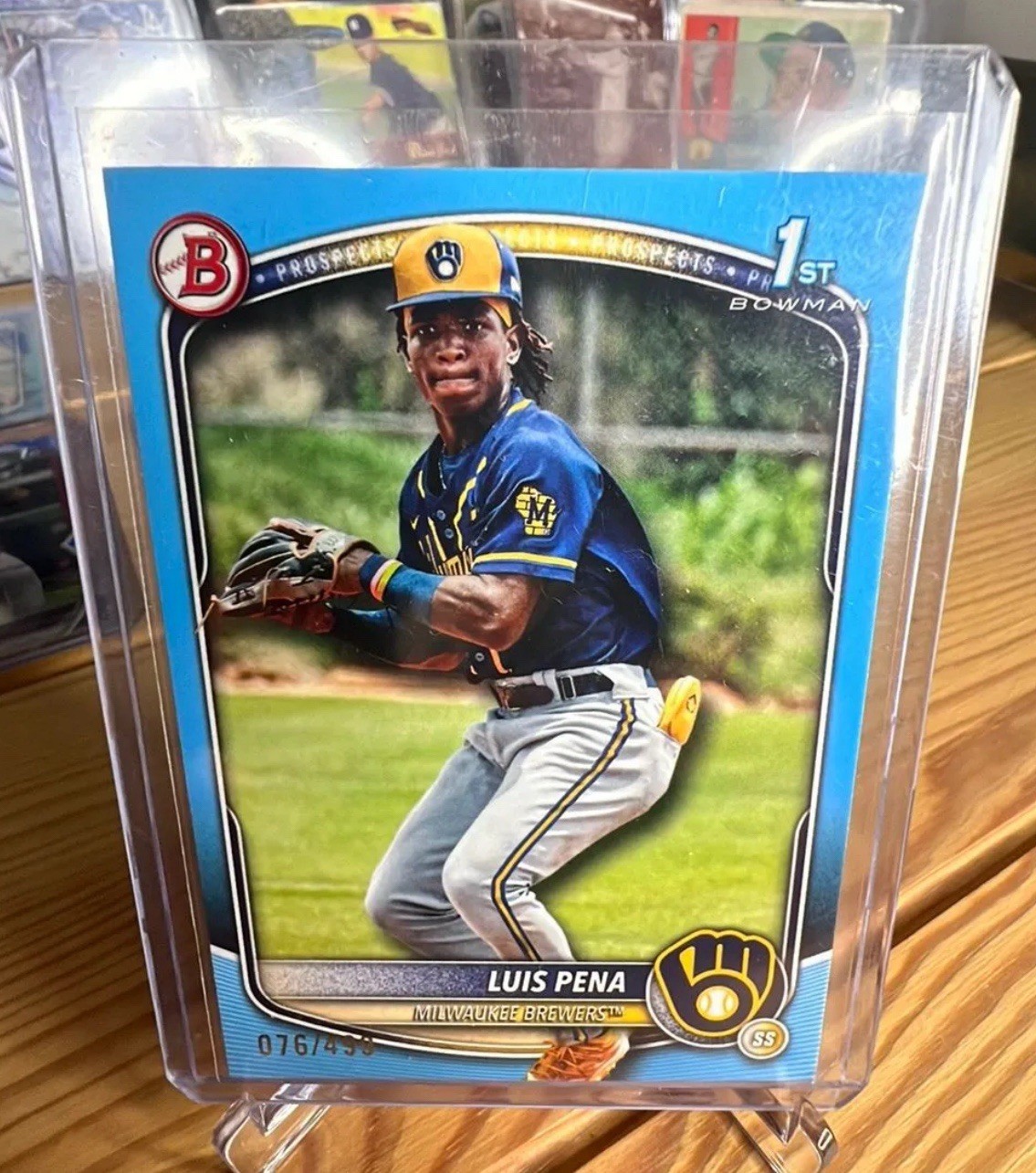 2025 Bowman Luis Pena 1st Bowman Sky Blue Paper /499 Milwaukee Brewers