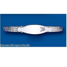 Solid Silver Identity Bangle Child's 3 - 7 years Sparkly Pink Stone