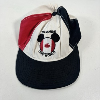 ONE WORLD Epcot DISNEY Hat FLAG Mouse EARS Snapback USA Made GOOFY'S Canada 