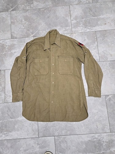 WWII US Army Button Dress Shirt Men’s 43rd Infantry Division Military W/Hat READ - Picture 6 of 8