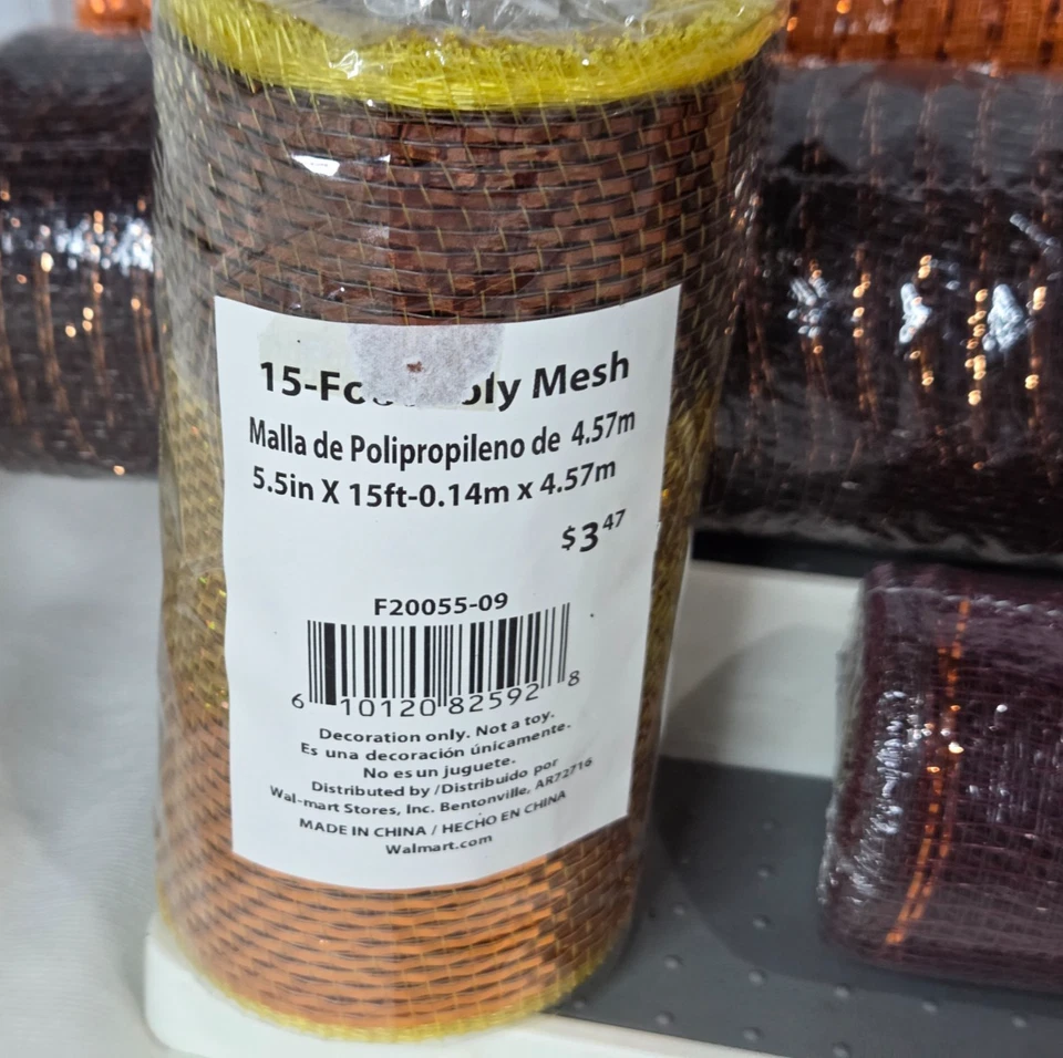 Lot 7 Halloween Fall Black Orange Deco Mesh Ribbon (2)21" Rolls & (5) 5.5'' Roll - Image 4 of 4