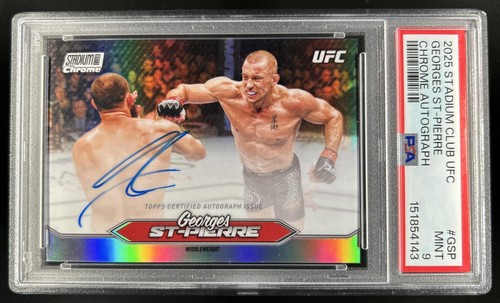 2025 Topps UFC Stadium Club Georges St-Pierre Chrome Auto #CAS-GSP PSA 9