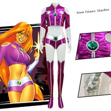 Teen Titan Starfire Purple Women Cosplay Costume Full Set