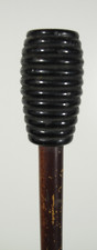 VTG Dark Brown Wood Walking Stick 36 in Long with Black Ribbed Plastic Handle