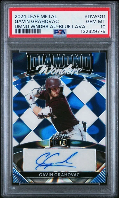 2024 Leaf Metal Gavin Grahovac Auto Blue Lava /15 PSA 10 Los Angeles Angels