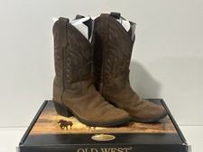 Old West Leather Cowboy Boots Children s Size 13 D Brown