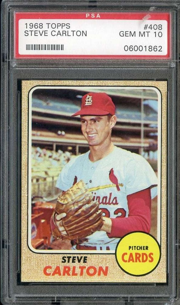 1968 TOPPS #408 STEVE CARLTON PSA 10 CARDINALS HOF