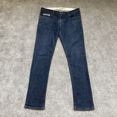 Vans Off The Wall Blue Denim Jeans W34 L32 Slim Straight Stretch Herren