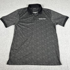 Bad Birdie Men's All Over Print Golf Polo Stretch Performance Black Shirt Large
