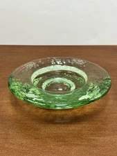 Fire and Light Artful Recycled Glass Lime Green Footed Base Candle Holder