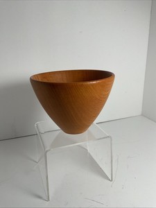 Handcrafted Turned Ash Tall Sided Bowl Signed By Artist 1982