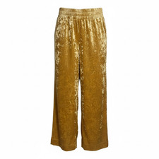 Gold Crushed Velvet Wide Leg Pants Size Small S A NEW DAY High Rise Pull On Boho