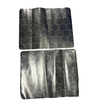 Set of Two 29'' by 36'' Black Marble Print Hexagon Gamer Role Playing Table Mats