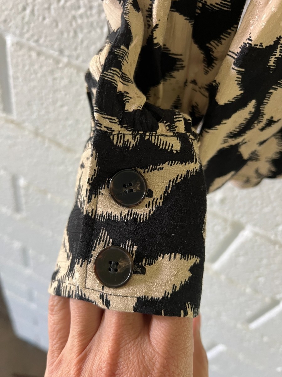 Sézane Blanca Blouse Black Cream Abstract Leaf Print Size FR 34 US 2 View 4