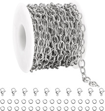 16.4 Feet Stainless Steel Chains for Jewelry Making Unwelded Cable Chain Roll wi
