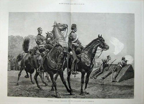 Old Antique Print 1886 Woodville Art Yeomanry Cavalry Horses Wimbledon 19th