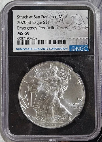 2020-S American Silver Eagle $1 Emergency Production NGC MS69 Silver Eagle Label