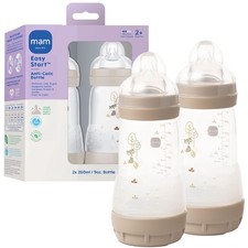 MAM 9oz Easy Start Anti-Colic Wide Neck Vented 2 Count Pack of 1 , Cotton
