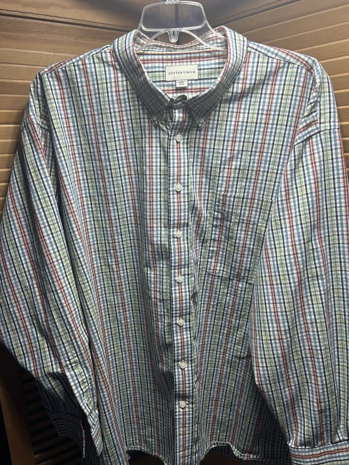 Cutter & Buck Long sleeve Button Up Shirt Cotton Size 4 Xl Multi Color Plaid - Image 2 of 3