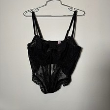 Savage X Fenty Black Lace Bustier Corset Top Sheer Mesh Boning XL