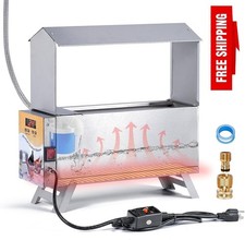 Heated Chicken Waterer 1.5 Gallon with Stand,Stainless Steel Automatic Poultry W