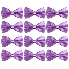 Neck Bowtie Tuxedo for Men Adjustable Solid Satin Pre-tied 12 Pcs Light Purple