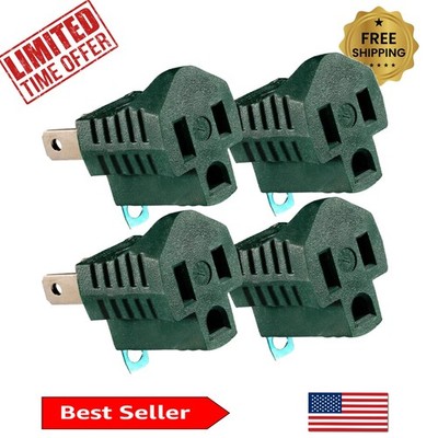 Polarized 2 to 3 Prong Outlet Adapters - Pack of 4, Safe & Easy Installation