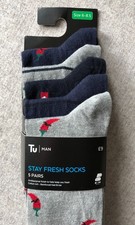 Tu Men's Socks - Size 6-8.5 - 5 Pairs - Hot Chilli Pepper - Antibacterial