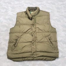 Cabela's Puffer Vest Mens Medium Green Goose Down Pockets Button