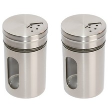 2x Gewürzstreuer aus Edelstahl Glas Pfeffer Salz Gewürz Gewürzglas Vorratsgläser