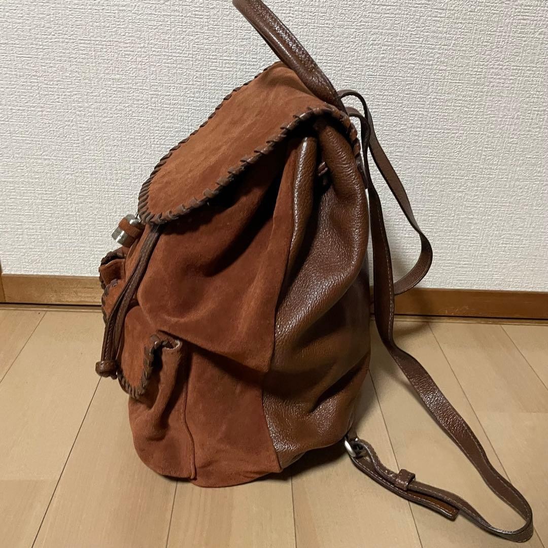 Marella Suede Leather Drawstring Backpack Brown - image 2