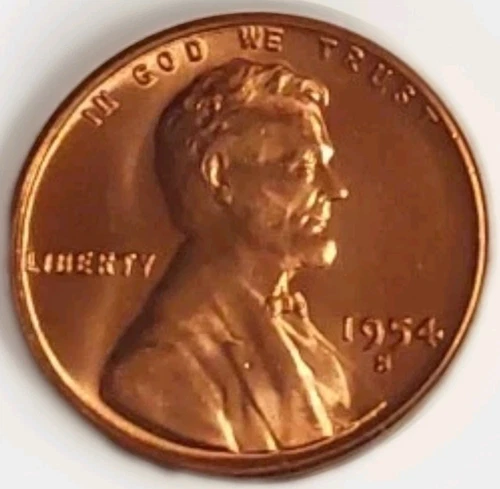 Nice Red 1954 S Lincoln Wheat BU Uncirculated MintState Bronze Penny 1c Coin
