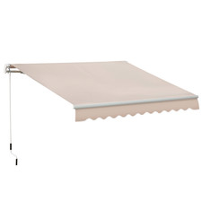 Awning 4x2.5m Beige 280g Polyester Canopy Aluminium Manual Crank Handle Tilt Kit