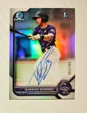 Warming Bernabel 2022 1st Bowman Chrome AUTO REFRACTOR 083/499 Rockies RC z1
