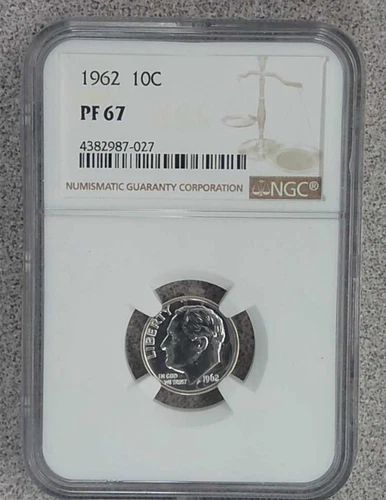 1963 Proof 10 Cent 90% Silver Roosevelt Dime NGC PF67 (027)