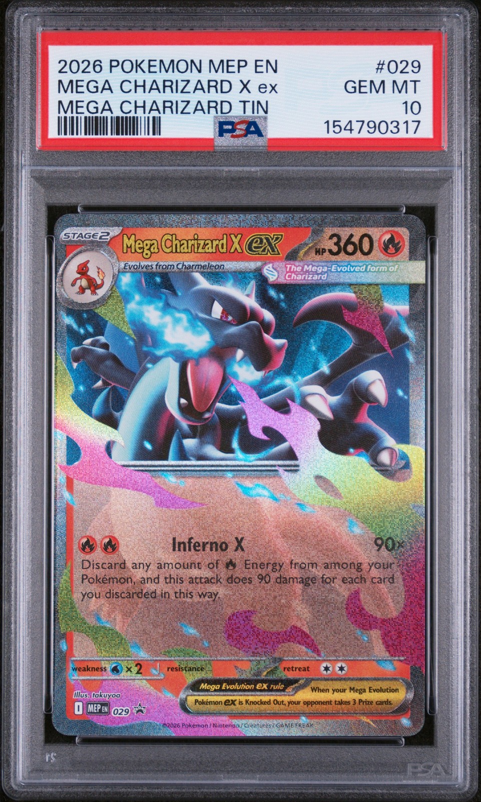 2026 POKEMON MEGA CHARIZARD TIN BLACK STAR PROMO #029 MEGA CHARIZARD X EX PSA 10