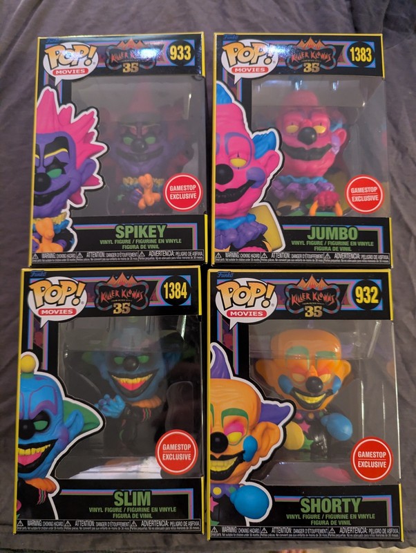 Funko Pop Gamestop set 4 Blacklight 35 Year Killer Klowns Clowns 80s SUMMERWEEN