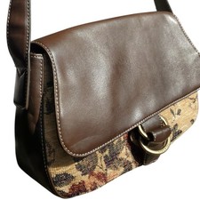 Nine West Brown Floral Tapestry Shoulder Purse, 90s Buckle | Lux Grandmacore