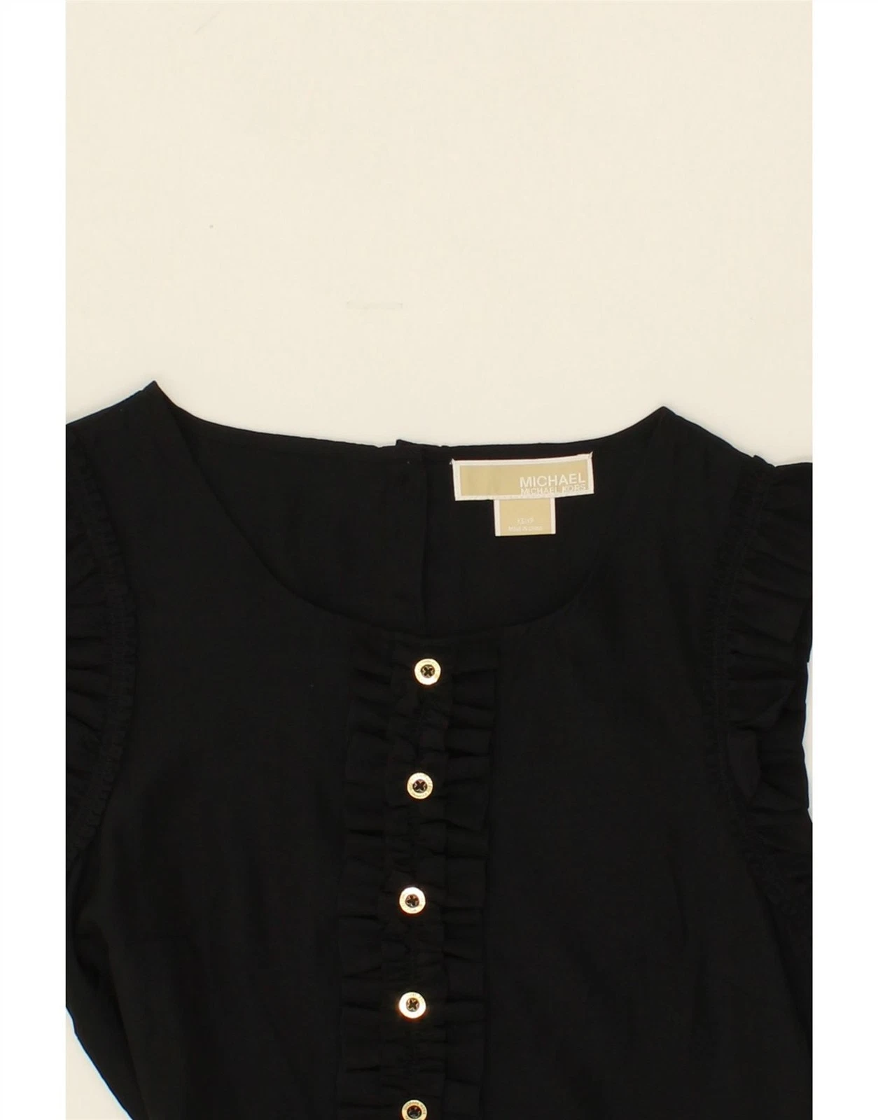 Abito da donna Michael Kors con volant davanti senza maniche a tubino UK 6 XS nero seta BI06