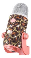 Blue Yeti Pop Filter, Glitter Sticker, Bling Diamond Shiny Skin Gold Leopard
