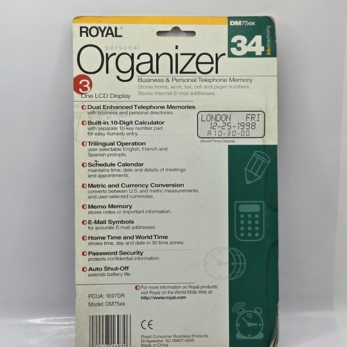 Royal Personal Organizer Business LCD Display Electronic DM75ex Vintage - Photo 2 sur 15