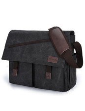 Messenger Bag for Men,Water Resistant Canvas Satchel 14 15.6 17 Inch Laptop B...