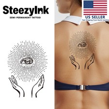 SteezyInk temporary tattoo All-Seeing Eye last upto 2 weeks 6.5 x 6.5 inch