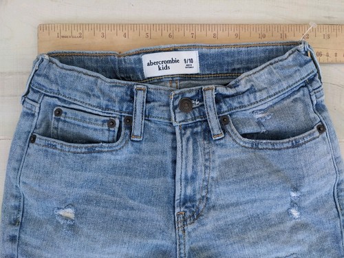 Abercrombie Kids Distressed / Patch Jean Shorts Size 9/10 Adjustable Waist - Picture 4 of 9